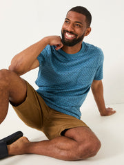 Hayle Navy Hayle Block Printed Tshirt
