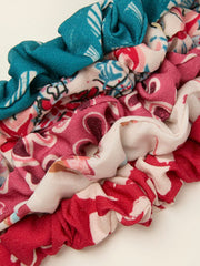 Red Earth Print Scrunchies 5 Pack