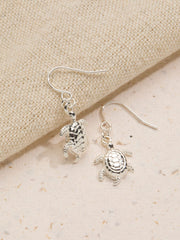 Gold Tone Turtle Drop Earrings