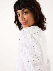 Elsie White Broderie 100% Cotton Jersey Shirt