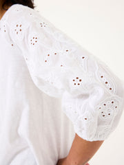 Elsie White Broderie 100% Cotton Jersey Shirt