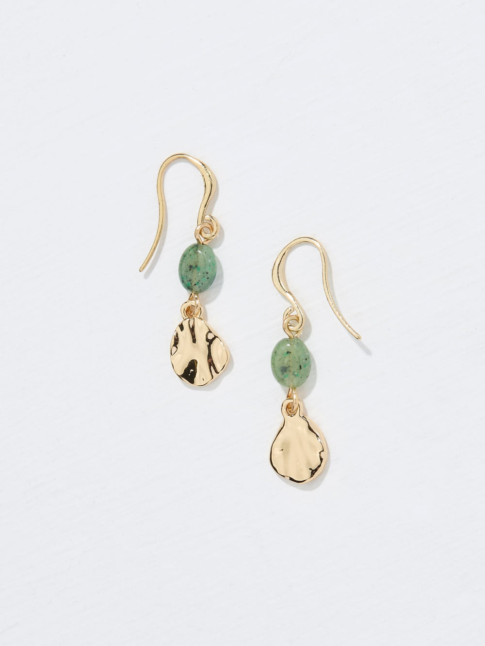 Gold Tone Stone Oval Drop Earrings