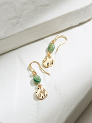 Gold Tone Stone Oval Drop Earrings