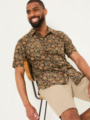Washed Black Short Sleeve Authentic Indian Hand Block Print Shirt