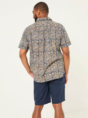 Blue Short Sleeve Authentic Indian Hand Block Print Shirt