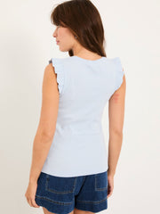 Light Blue Frill Sleeveless Top