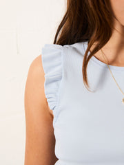 Light Blue Frill Sleeveless Top
