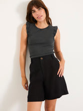 Charcoal Grey Frill Sleeveless Top