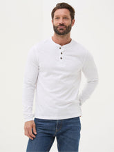 Woodside White Long Sleeve Henley T Shirt