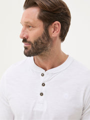 Woodside White Long Sleeve Henley T Shirt