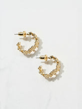 Daisy Gold Tone Hoops Earrings