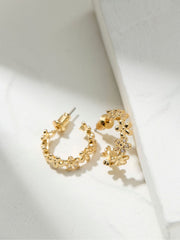Daisy Gold Tone Hoops Earrings