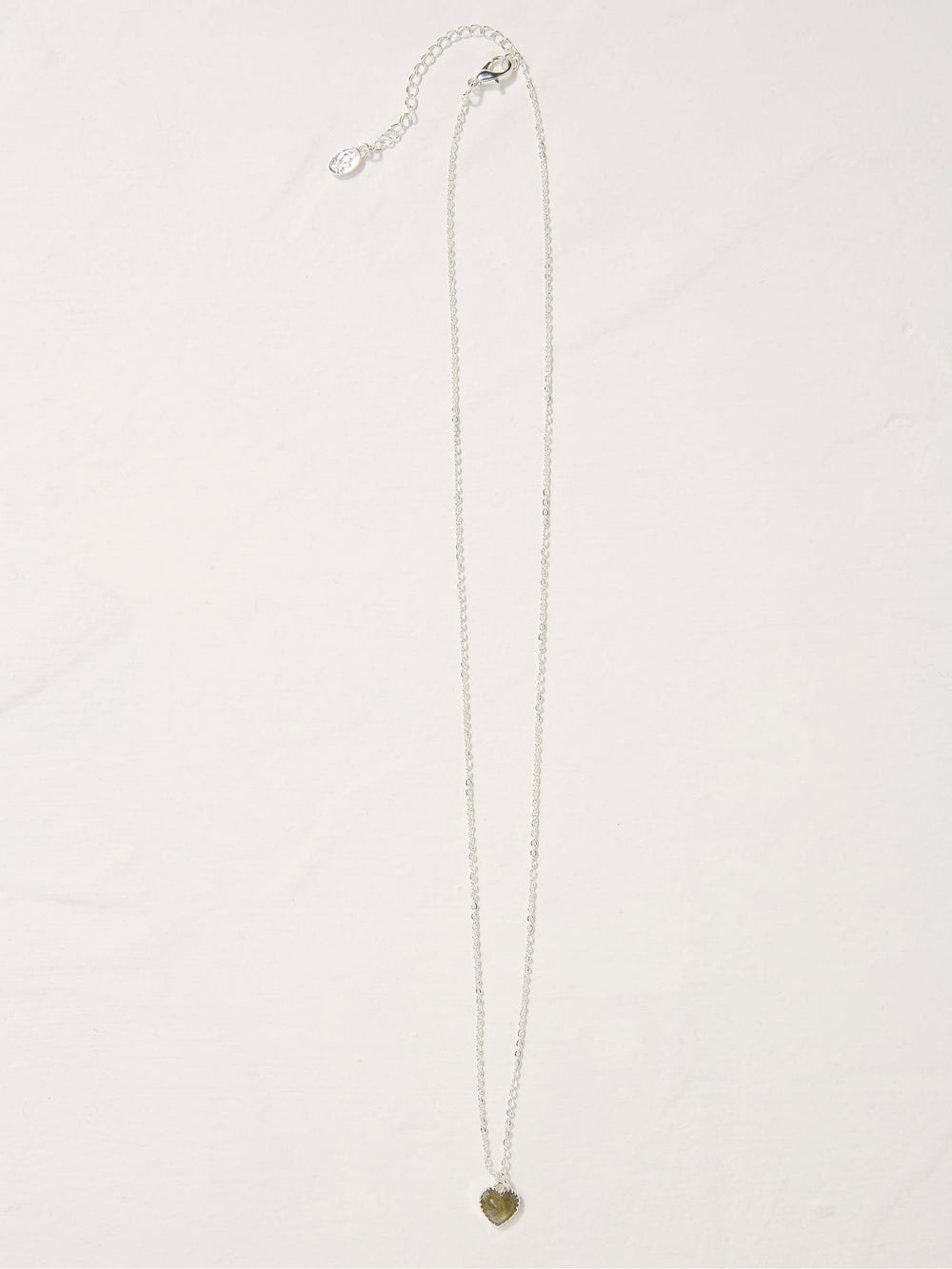 Silver Tone Heart Stone Necklace