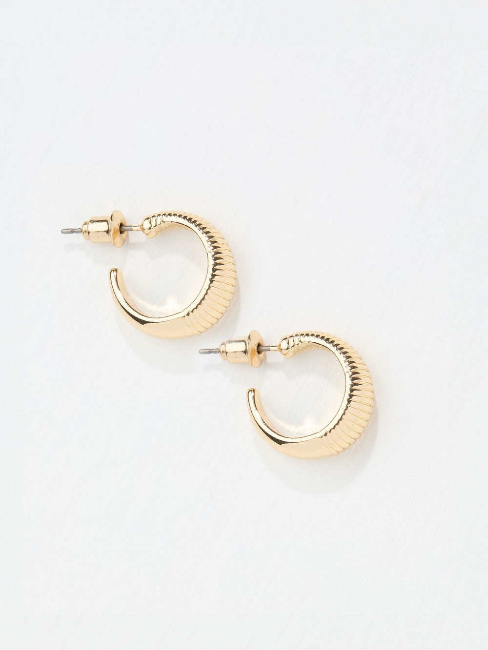 Gold Tone Textured Hoops Earrings