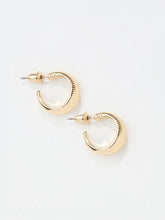 Gold Tone Textured Hoops Earrings
