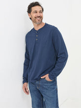Woodside Navy Blue Long Sleeve Henley T Shirt