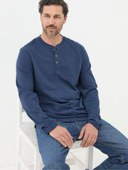 Woodside Navy Blue Long Sleeve Henley T Shirt