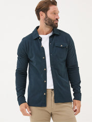 Navy Blue Long Sleeve Pique Shirt