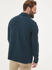 Navy Blue Long Sleeve Pique Shirt