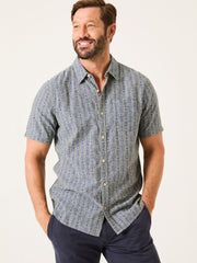 Blue Short Sleeve Deco Print Shirt