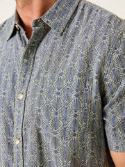 Blue Short Sleeve Deco Print Shirt