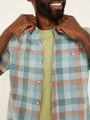 Pale Blue Short Sleeve Port Check Shirt