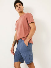 Blue Cotton Linen Cargo Shorts