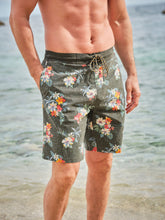 Camber Washed Black Hibiscus Swim Shorts