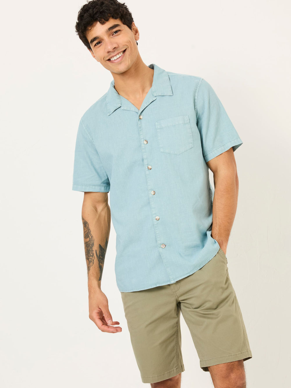 Bugle Light Blue Linen Cotton Shirt