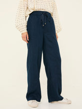 Iva Navy Wide Leg Linen Trousers