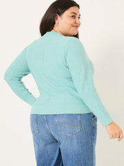 Lucia Light Teal V-Neck Knitted Cardigan