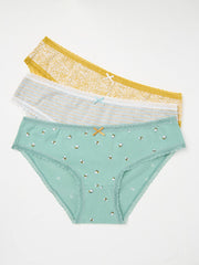 Green/Grey/Yellow 3 Pack Knickers