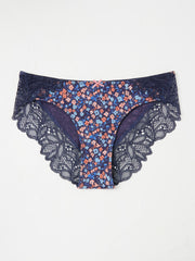 Navy Blue Floral Cheeky Knickers