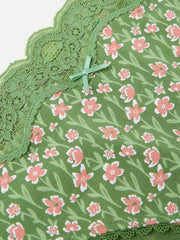 Green Linear Floral Mini Knickers