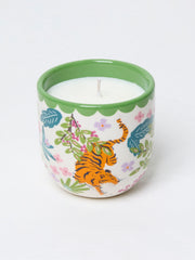 Green Multi Tiger Print Ceramic Candle