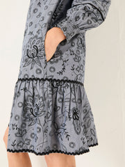 Kitty Chambray Blue Embroidered Dress