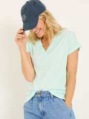 Tansy Mint Green 100% Cotton V-Neck T-Shirt