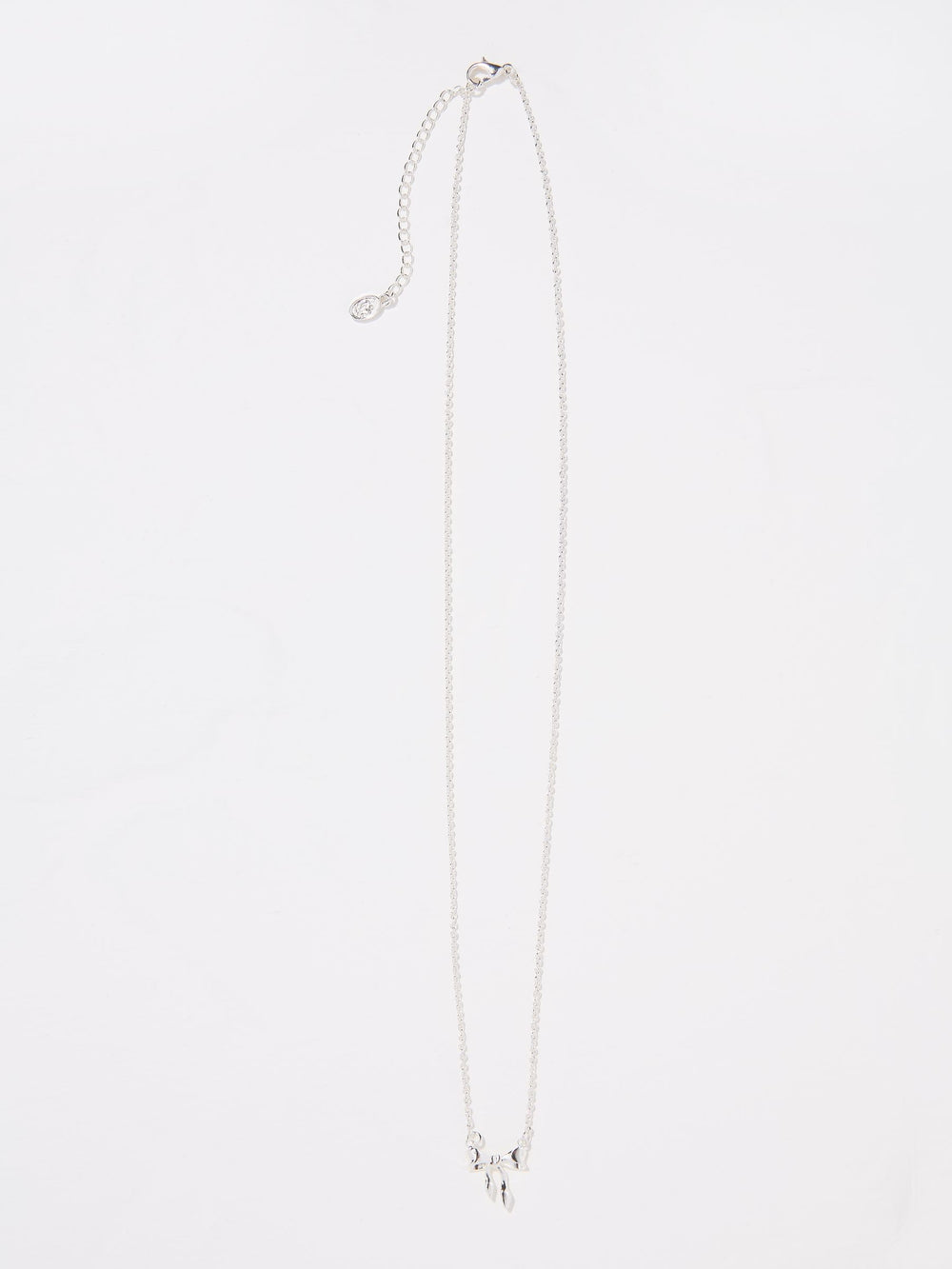 Silver Tone Bow Necklace