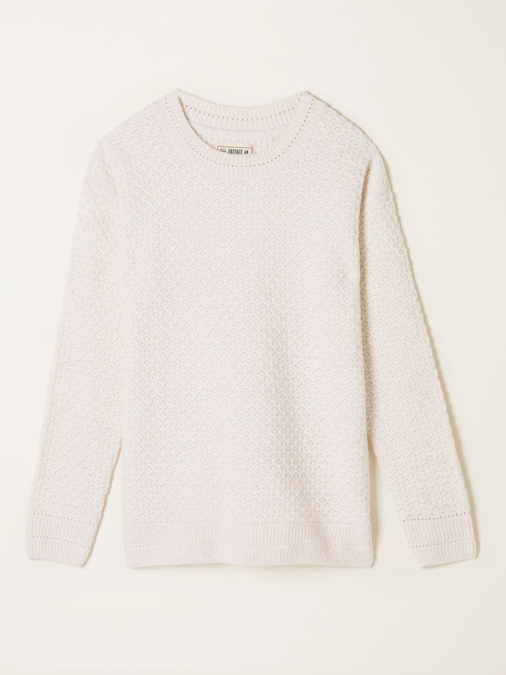 Ella Chalk White Textured Knitted Jumper