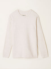 Ella Chalk White Textured Knitted Jumper
