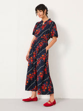 Becky Navy Folk Floral Regular Midi Dress