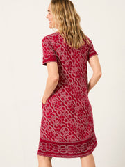 Simone Red Texture Floral Regular Jersey Dress