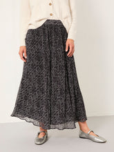 Paignton Graphite Grey Texture Floral Midi Skirt