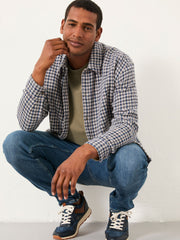 Heath Navy Long Sleeve Relaxed Fit Textured Gingham Shirt