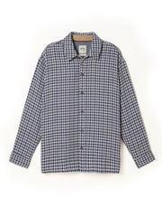 Heath Navy Long Sleeve Relaxed Fit Textured Gingham Shirt
