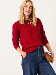 Ella Cherry Red Textured Knitted Jumper