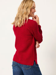Ella Cherry Red Textured Knitted Jumper