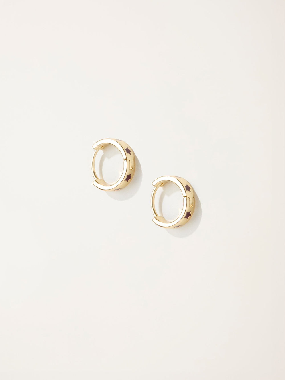 Burgundy Red Enamel Star Stud Earrings