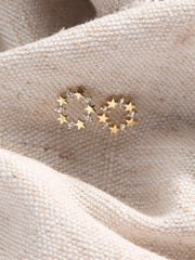 Gold Tone Star Ring Stud Earrings