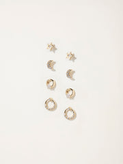 Gold Tone Multi Pack Gem Earrings